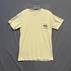 Mizzou Tigers Shirt Mens S Yellow Distressed University of Missouri Pocket Tee